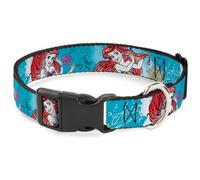 Plastic Clip Collar ARIEL Sketch Poses Blues/Lavender NARROW-Small 7-8.5"