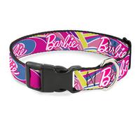 Plastic Clip Collar BARBIE Script Signature Logo Abstract Multi Color/White Larg