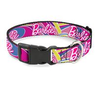 Plastic Clip Collar BARBIE Script Signature Logo Abstract Multi Color/White WIDE