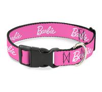 Plastic Clip Collar BARBIE Script Signature Logo Pink/White Large 15-24"