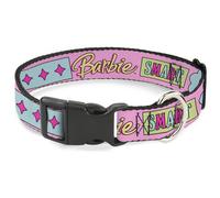 Plastic Clip Collar BARBIE SMART BEAUTIFUL STRONG Icons Pink/Multi Color WIDE-Sm
