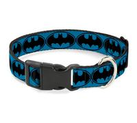 Plastic Clip Collar Bat Signal-3 Blue/Black/Blue NARROW-Small 7-8.5"