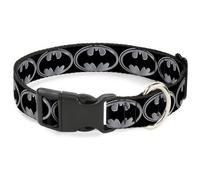 Plastic Clip Collar Batman Shield Black/Silver NARROW-Medium 8.5-12"
