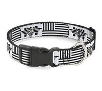 Plastic Clip Collar BD Logo/American Stripe Flag White/Black Medium 11-16.5"