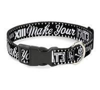 Plastic Clip Collar BD Skull MAKE YOUR FATE Black/White Large 15-24"