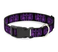 Plastic Clip Collar BD Skulls w/Wings Black/Purple Medium 11-16.5"