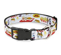 Plastic Clip Collar BEAVIS AND BUTT-HEAD Burger World Icons Collage White WIDE-L