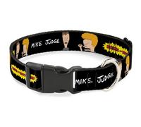 Plastic Clip Collar BEAVIS AND BUTT-HEAD Title Logo and Pose Black WIDE-Medium 1