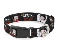Plastic Clip Collar BETTY BOOP Angel and Devil Poses with Text Black/White/Red S