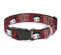 Plastic Clip Collar BETTY BOOP Face and Text Polka Dot Reds/Black/White Medium 1
