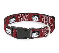 Plastic Clip Collar BETTY BOOP Face and Text Polka Dot Reds/Black/White NARROW-S
