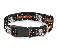 Plastic Clip Collar BETTY BOOP Salute Pose and Text Stars Black/White/Yellow/Red