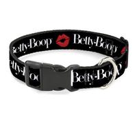 Plastic Clip Collar BETTY BOOP Text and Kiss Black/White/Red WIDE-Medium 16-23"
