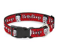 Plastic Clip Collar BETTY BOOP Winking Kiss Pose and Text Reds/Black/White Small