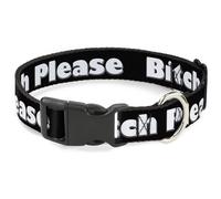 Plastic Clip Collar BITCH PLEASE Black/White NARROW-Medium 8.5-12"