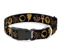 Plastic Clip Collar Black Adam Justice Society Icons Black/Orange Large 15-24"