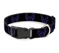 Plastic Clip Collar Black Panther Avengers Icon Outline Black/Purple Small 9.5-1