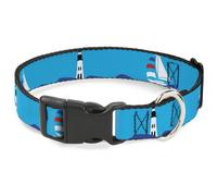 Plastic Clip Collar Boats on the Water NARROW-Medium 8.5-12"