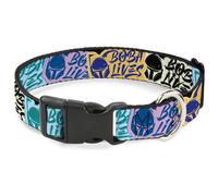 Plastic Clip Collar Boba Fett BOBA LIVES Graffiti Stacked Multi Color Small 9.5-