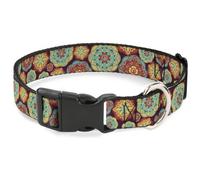 Plastic Clip Collar Boho Mandala Burgundy/Yellow/Turquoise/Orange Small 9.5-13"
