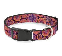 Plastic Clip Collar Boho Mandala Purples/Oranges/Pinks Small 9.5-13"