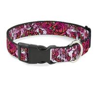 Plastic Clip Collar Born to Blossom CLOSE-UP White WIDE-Medium 16-23"