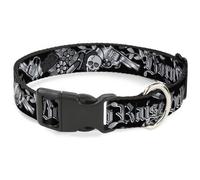 Plastic Clip Collar Born to Raise Hell Black/White WIDE-Large 20-31"