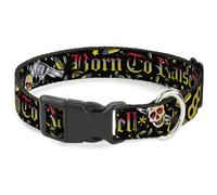 Plastic Clip Collar Born to Raise Hell Black WIDE-Small 13-17"