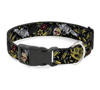 Plastic Clip Collar Born to Raise Hell CLOSE-UP Black WIDE-Small 13-17"