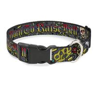 Plastic Clip Collar Born to Raise Hell Gray WIDE-Small 13-17"