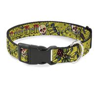 Plastic Clip Collar Born to Raise Hell Yellow WIDE-Small 13-17"