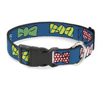 Plastic Clip Collar Bowties Blue/Multi Color Small 9.5-13"