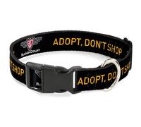 Plastic Clip Collar Buckle-Down Logo ADOPT, DON'T SHOP Black/Yellow Medium 11-16