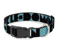 Plastic Clip Collar BUCKLE-DOWN Shapes Dot Turquoise/White/Black Medium 11-16.5"