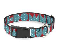 Plastic Clip Collar BUCKLE-DOWN Shapes Red/Dot Turquoise/White Medium 11-16.5"
