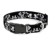 Plastic Clip Collar Butterfly Garden 2 Black/White Medium 11-16.5"