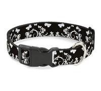 Plastic Clip Collar Butterfly Garden Black/White WIDE-Large 20-31"