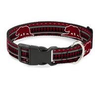 Plastic Clip Collar Cali Bear/Aztec4 Black/Dark Reds/Cream WIDE-Small 13-17"