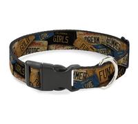 Plastic Clip Collar Cali License Plates Stacked Vintage WIDE-Large 20-31"