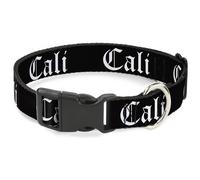 Plastic Clip Collar CALI Old English Black/White NARROW-Large 9.5-14.5"