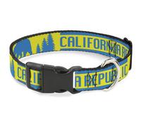 Plastic Clip Collar CALIFORNIA REPUBLIC/Bear/Stars Silhouette Yellow/Blue Medium
