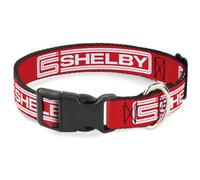 Plastic Clip Collar Carroll Shelby CS SHELBY Racing Logo Block Red/White Medium