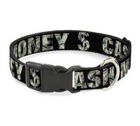 Plastic Clip Collar CASH MONEY $ Black/Dollars Medium 11-16.5"