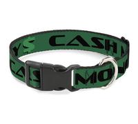 Plastic Clip Collar CASH MONEY $ Green/Black WIDE-Small 13-17"