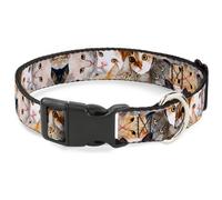 Plastic Clip Collar Cat Faces Stacked WIDE-Small 13-17"