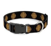 Plastic Clip Collar Celtic Knot Black/Burgundy/Gold WIDE-Medium 16-23"