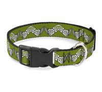Plastic Clip Collar Celtic Knot3 Olives/Black/White WIDE-Large 20-31"