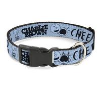 Plastic Clip Collar CHARLIE BROWN Poses and Quotes Light Blue/Black Small 9.5-13