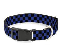 Plastic Clip Collar Checker Black/Neon Blue NARROW-Small 7-8.5"