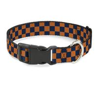 Plastic Clip Collar Checker Orange/Dark Blue WIDE-Large 20-31"